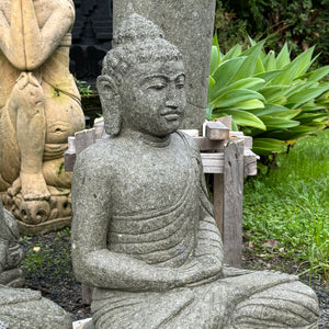 Carved Volcanic Rock Lecture Budha Statue