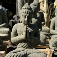 Load image into Gallery viewer, Carved Volcanic Rock Respect Praying Budha Statue