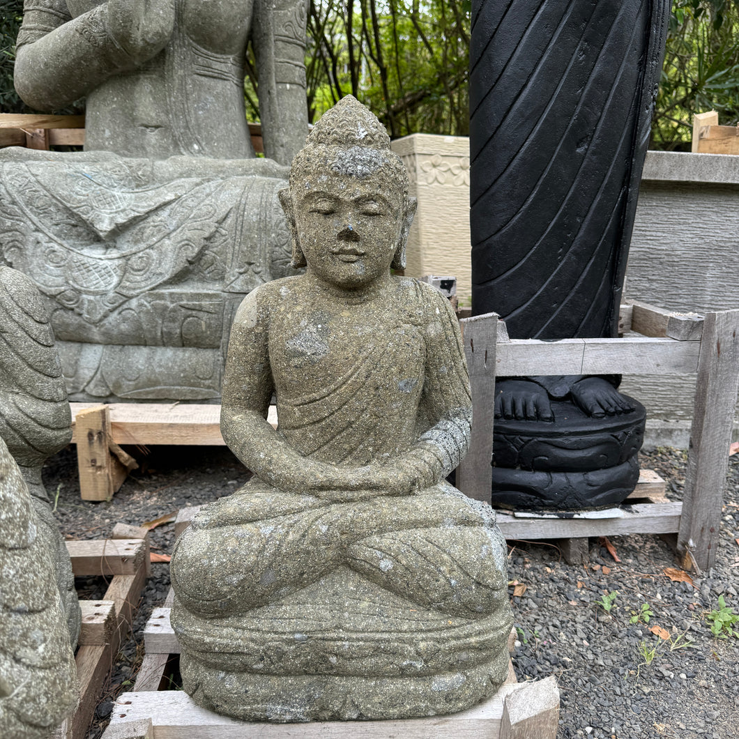 Carved Volcanic Rock Lecture/Education Budha Statue