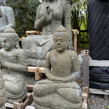 Load image into Gallery viewer, Carved Volcanic Rock Lecture/Education Budha Statue