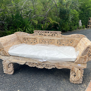 Carved Natural White Wash Daybed