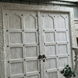 Hand Carved Whitewash Balinese Doors