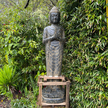 Load image into Gallery viewer, Namaste Volcanic Polished Stone Respect Budha Statue