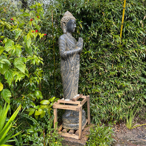 Namaste Volcanic Polished Stone Respect Budha Statue