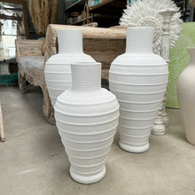 Load image into Gallery viewer, White Terracotta Ribbed Vase