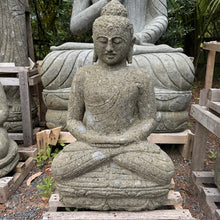 Load image into Gallery viewer, Carved Volcanic Rock Lecture/Education Budha Statue