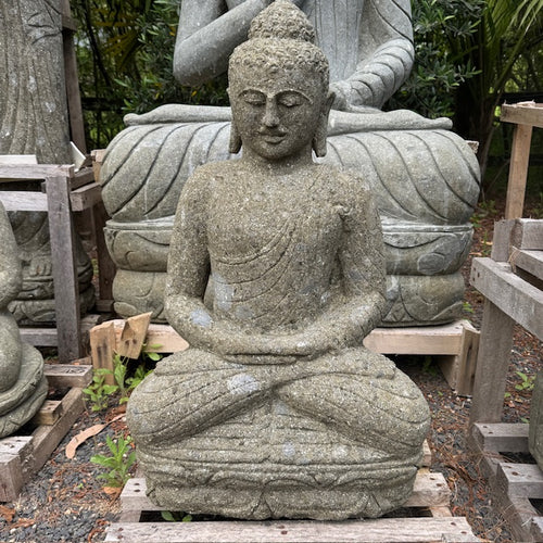 Carved Volcanic Rock Lecture/Education Budha Statue