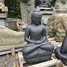 Load image into Gallery viewer, Carved Volcanic Rock Lecture/Education Budha Statue Black