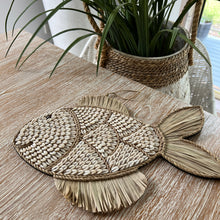 Load image into Gallery viewer, Cowrie Shell &amp; Seagrass Fish Wall Hanging.