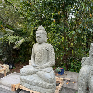 Large Carved Volcanic Rock Education Budha Statue