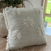 Load image into Gallery viewer, White Cotton Palm Tree Cushion Cover