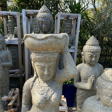 Load image into Gallery viewer, Hand Carved Volcanic Stone Fetching Water Budha