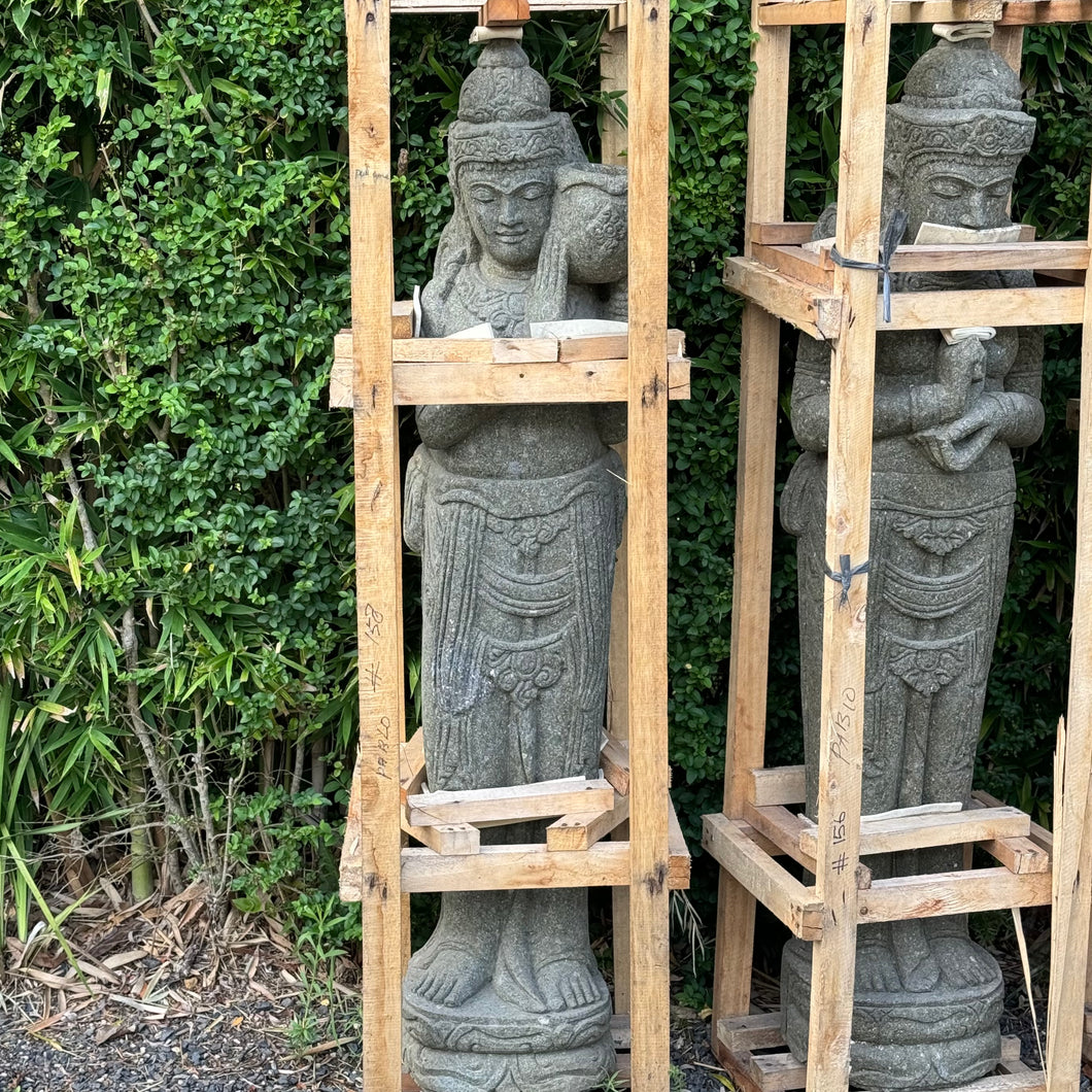 Hand Carved Volcanic Stone Standing Budha