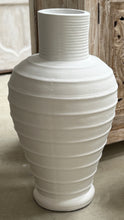 Load image into Gallery viewer, White Terracotta Ribbed Vase