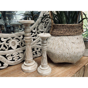 Timor carved candles White wash. - Unique Imports brought to you by Pablo & Kerrie Wijaya