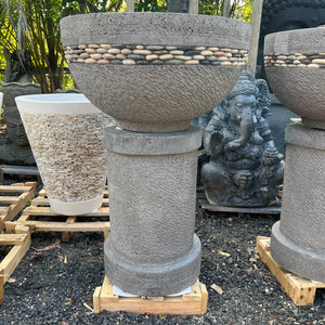 Grey Riverstone Pot and Stand