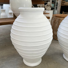 Load image into Gallery viewer, White Ribbed Terracotta Vase