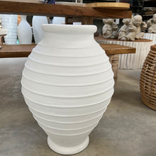 Load image into Gallery viewer, White Ribbed Terracotta Vase