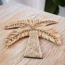 Load image into Gallery viewer, Cowrie Shell &amp; Seagrass Tropical Palm Tree Wall Hanging.