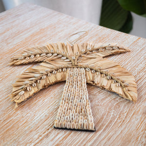 Cowrie Shell & Seagrass Tropical Palm Tree Wall Hanging.